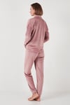 Regular Fit Yumuşak Dokulu Parlak Kadife Ribanalı Kadın Pijama Takımı 6097110 PUDRA