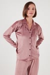 Regular Fit Yumuşak Dokulu Parlak Kadife Ribanalı Kadın Pijama Takımı 6097110 PUDRA