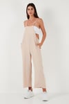 Relaxed Fit Ayarlanabilir İp Askılı Bahçıvan Kadın Tulum 66970192S4 TAŞ