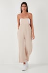 Relaxed Fit Ayarlanabilir İp Askılı Bahçıvan Kadın Tulum 66970192S4 TAŞ