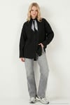Relaxed Fit Fular Detaylı Klasik Yaka Göğüs Cepli Kadın Gömlek 6925427 SİYAH
