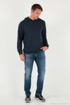 Relaxed Fit Kapüşonlu Yumuşak Dokulu Erkek Sweat 5901063 LACİVERT