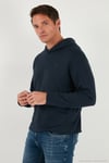 Relaxed Fit Kapüşonlu Yumuşak Dokulu Erkek Sweat 5901063 LACİVERT