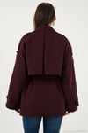 Relaxed Fit Kruvaze Yaka Düğmeli Astarlı Kadın Trençkot 6839580 MÜRDÜM