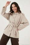Relaxed Fit Kuşak Detaylı Klasik Yaka Kadın Trençkot 6927651 TAŞ