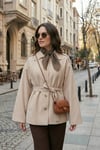 Relaxed Fit Kuşak Detaylı Klasik Yaka Kadın Trençkot 6927651 TAŞ