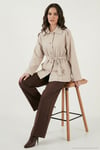 Relaxed Fit Kuşak Detaylı Klasik Yaka Kadın Trençkot 6927651 TAŞ