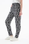 Relaxed Fit Lastikli Bel Desenli Kadın Pantolon 25Y0843K1 SİYAH