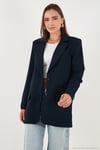 Relaxed Fit Mono Yaka Cepli Blazer Kadın Ceket 611BC00132 LACİVERT