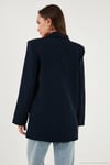 Relaxed Fit Mono Yaka Cepli Blazer Kadın Ceket 611BC00132 LACİVERT