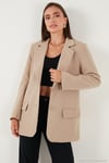 Relaxed Fit Mono Yaka Cepli Blazer Kadın Ceket 611BC00132 VİZON
