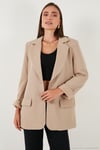 Relaxed Fit Mono Yaka Cepli Blazer Kadın Ceket 611BC00132 VİZON