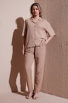 Relaxed Fit Normal Bel Düz Paça Kadın Pantolon 25Y0550K1 BEJ