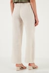 Relaxed Fit Normal Bel Geniş Paça Çİft Cepli Keten Kadın Pantolon 668YP4991 TAŞ