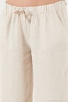 Relaxed Fit Normal Bel Geniş Paça Çİft Cepli Keten Kadın Pantolon 668YP4991 TAŞ