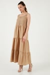 Relaxed Fit Volanlı Uzun Kadın Elbise 611EL010 VİZON