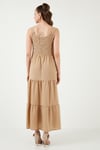 Relaxed Fit Volanlı Uzun Kadın Elbise 611EL010 VİZON