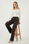 Relaxed Fit Yüksek Bel Bol Paça Bağlamalı Kadın Pantolon 6923874 KAHVE