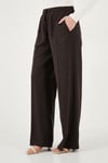 Relaxed Fit Yüksek Bel Bol Paça Bağlamalı Kadın Pantolon 6923874 KAHVE