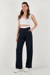 Relaxed Fit Yüksek Bel Bol Paça Kadın Pantolon 673P1012 LACİVERT