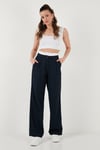 Relaxed Fit Yüksek Bel Bol Paça Kadın Pantolon 673P1012 LACİVERT
