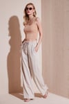 Relaxed Fit Yüksek Bel Bol Paça Kadın Pantolon 668YP5040 TAŞ