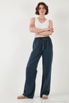Relaxed Fit Yüksek Bel Bol Paça Kadın Pantolon 668YP5040 LACİVERT