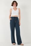 Relaxed Fit Yüksek Bel Bol Paça Kadın Pantolon 668YP5040 LACİVERT
