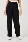 Relaxed Fit Yüksek Bel Bol Paça Kadın Pantolon 673P1012 SİYAH