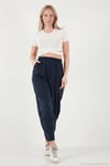 Relaxed Fit Yüksek Bel Daralan Paça Kadın Pantolon 668YP5456 LACİVERT