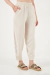 Relaxed Fit Yüksek Bel Daralan Paça Kadın Pantolon 668YP5456 TAŞ