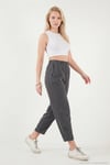 Relaxed Fit Yüksek Bel Daralan Paça Kadın Pantolon 668YP5456 ANTRASİT