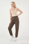 Relaxed Fit Yüksek Bel Daralan Paça Kadın Pantolon 668YP5456 KAHVE