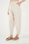 Relaxed Fit Yüksek Bel Daralan Paça Kadın Pantolon 668YP5456 TAŞ