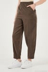 Relaxed Fit Yüksek Bel Daralan Paça Kadın Pantolon 668YP5456 KAHVE