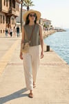 Relaxed Fit Yüksek Bel Daralan Paça Kadın Pantolon 668YP5456 TAŞ