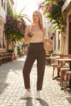 Relaxed Fit Yüksek Bel Daralan Paça Kadın Pantolon 668YP5456 KAHVE