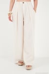 Relaxed Fit Yüksek Bel Geniş Paça Kadın Pantolon 668YP5515 TAŞ
