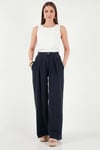 Relaxed Fit Yüksek Bel Geniş Paça Kadın Pantolon 668YP5515 LACİVERT