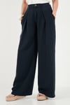 Relaxed Fit Yüksek Bel Geniş Paça Kadın Pantolon 668YP5515 LACİVERT