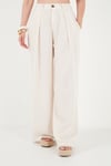 Relaxed Fit Yüksek Bel Geniş Paça Kadın Pantolon 668YP5515 TAŞ