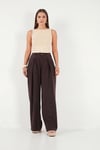 Relaxed Fit Yüksek Bel Geniş Paça Kadın Pantolon 668YP5515 KAHVE