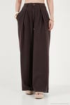 Relaxed Fit Yüksek Bel Geniş Paça Kadın Pantolon 668YP5515 KAHVE