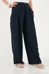 Relaxed Fit Yüksek Bel Geniş Paça Kadın Pantolon 668YP5515 LACİVERT