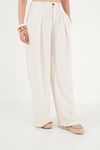 Relaxed Fit Yüksek Bel Geniş Paça Kadın Pantolon 668YP5515 TAŞ
