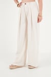 Relaxed Fit Yüksek Bel Geniş Paça Kadın Pantolon 668YP5515 TAŞ