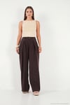 Relaxed Fit Yüksek Bel Geniş Paça Kadın Pantolon 668YP5515 KAHVE