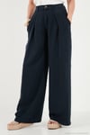 Relaxed Fit Yüksek Bel Geniş Paça Kadın Pantolon 668YP5515 LACİVERT