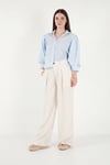 Relaxed Fit Yüksek Bel Geniş Paça Kadın Pantolon 668YP5515 TAŞ