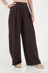 Relaxed Fit Yüksek Bel Geniş Paça Kadın Pantolon 668YP5515 KAHVE